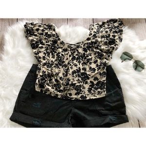 Rue21 Cream and Black Crop Top